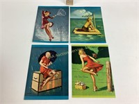 (4) Gil Elvgren pinup girl lithograph prints