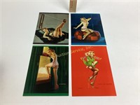 (4) Gil Elvgren pinup girl lithograph prints