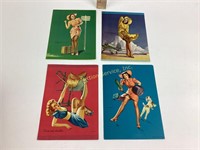 (4) Gil Elvgren pinup girl lithograph prints