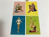 (4) Gil Elvgren pinup girl lithograph prints