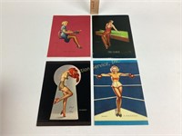 (4) Gil Elvgren pinup girl lithograph prints