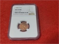 1945 D Red Copper Penny - NGC Certified