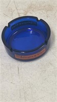 Blue glass advertising ashtray