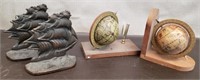 Pair of 'Old Ironsides' Bronze Book Ends, Globe