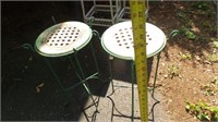 (2) Metal w/Tile Top Plant Stands