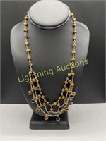 STERLING SILVER TIGER'S EYE BEAD NECKLACE