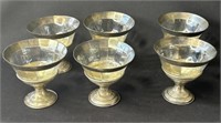 6 sterling silver dessert coupe bases with glass
