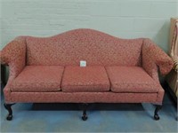 Ethan Allen Red Floral 3-Cushion Sofa