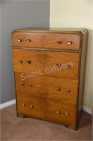 1950's Walnut Four Drawer High Boy Dresser