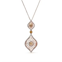 14K Rose Gold Diamond Floral Pendant Necklace