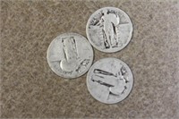 Lot of 3 Walking Liberty Silver Quarters