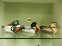 (3) Modern Carved Wood Duck Decoys -