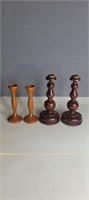 VINTAGE WOOD CANDLE HOLDERS