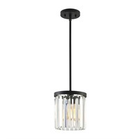 1-Lt MatteBlk Mini Pendant w/ Beveled Glass Shades