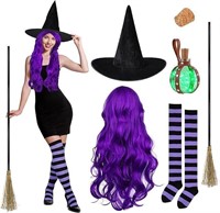7 Pieces Halloween Witch Costume Set