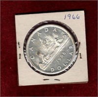 CANADA 1966 SILVER DOLLAR AU