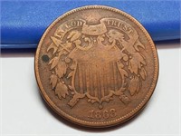 OF) 1868 Us two cent piece