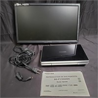 Scepter monitor and Toshiba portable DVD