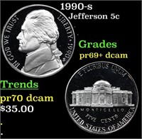 Proof 1990-s Jefferson Nickel 5c Grades GEM++ Proo