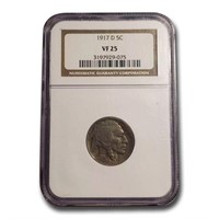 1917-d Buffalo Nickel Vf-25 Ngc