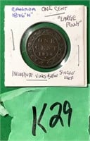 Canada 1876H Large Penny error coin