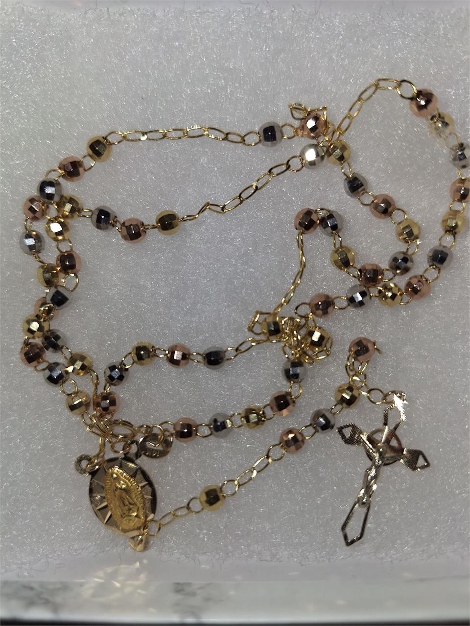 14k 3 different color Gold Rosary