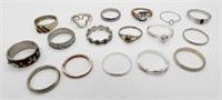 17 Silver Tone Women's Rings