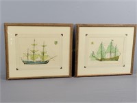 Lot Of 2 Ship Prints Hms Bounty, Sovereign