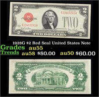 1928G $2 Red Seal United States Note Grades Choice