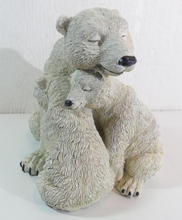 Polar Bear with Cubs Statue 10" tall