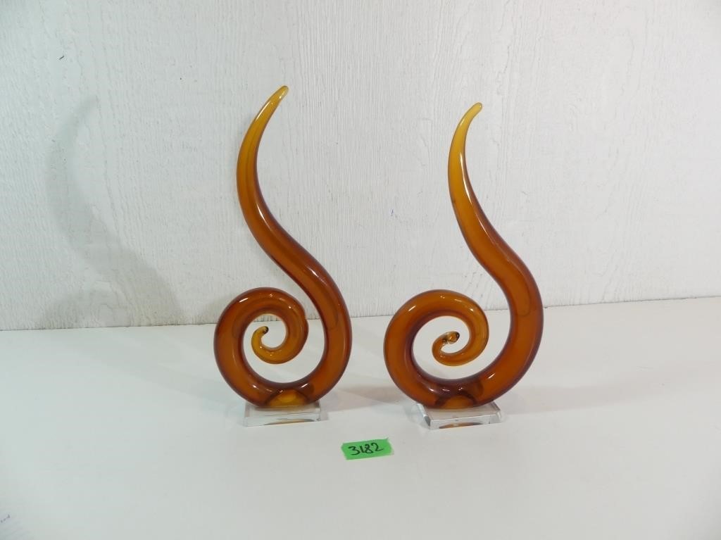 Glass Bookends - 11.5" Tall