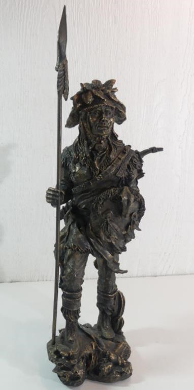 Indian Walking With Spear Statue 15.5" tall