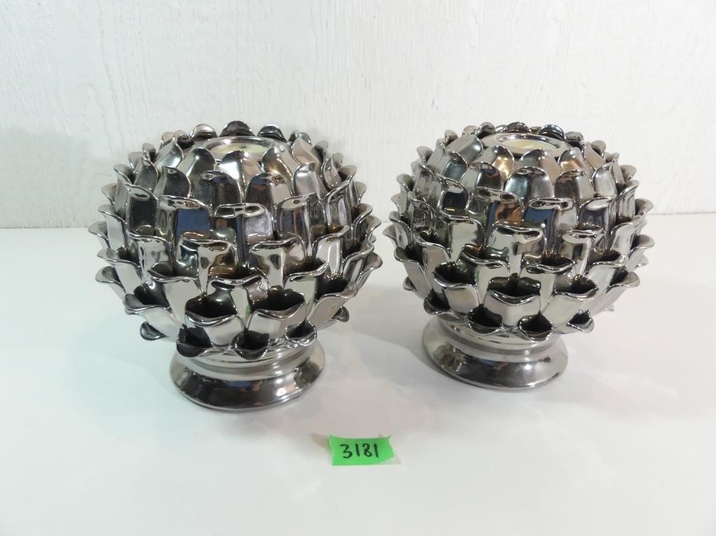 2 Candle Holders 7" dia