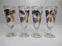 4 Atomic Black & Gold Wine Cocktail Glasses