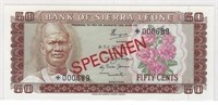 Sierra Leone 50 Cents ND(1979)P4cs2 Specimen.SL1B