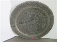 VINTAGE METAL EMBOSSED PERSIAN CHARGER 15"