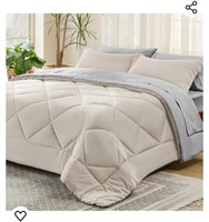 King Size Comforter, Reversible, Grey &