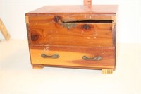 Wooden Jewelry Box with Drawer and Key