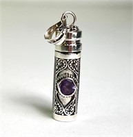 Solid Sterling/Amethyst "Poison" Pendant 3 Grams