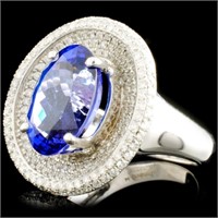 18K Gold Ring w/ 7.14ct Tanzanite & 1.20ctw Diam