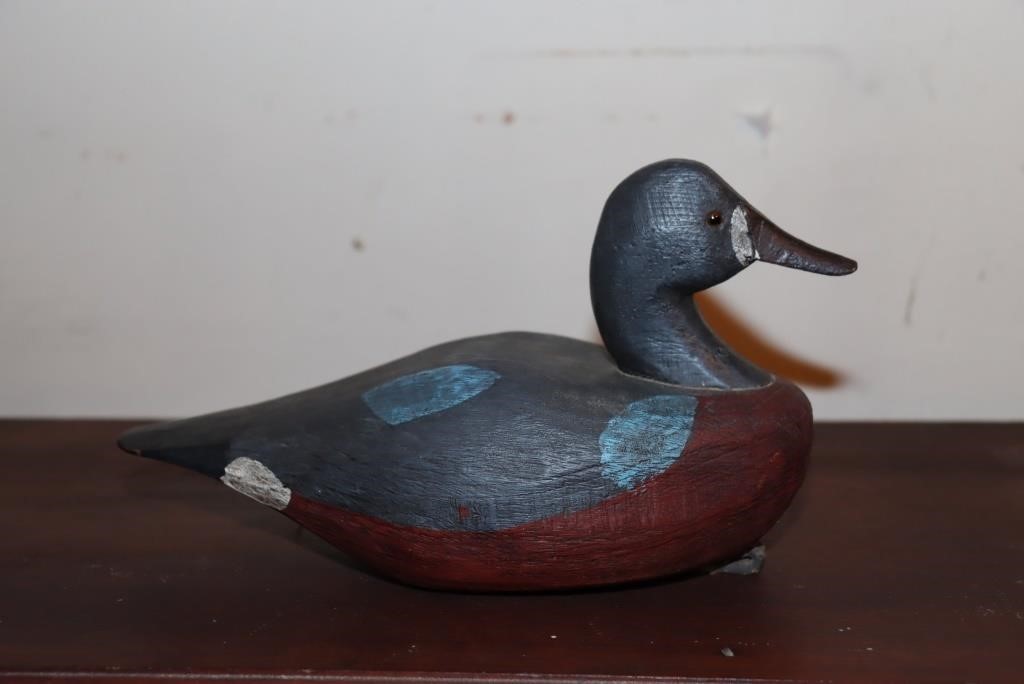 Blue wing teal decoy with initials RLW on bottom