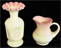 TWO PIECES OF FENTON BURMESE GLASSWARE