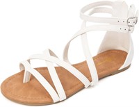 Luffymomo Women's Gladiator Strap Sandals 8 White
