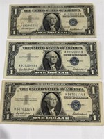 3 1957 $1 Silver Certificates