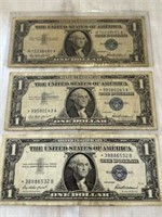 3 1957 $1 Silver Certificates