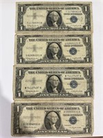 4 1957B $1 Silver Certificates