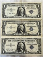 3 $1 Silver Certificates: 1957, 1957A, 1957B Crisp