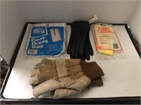 Lot of Gloves, Coat/Dress Bag, & Dust Cloths