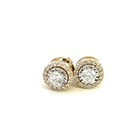 14K YELLOW GOLD 0.72CT DIAMOND FRAMED STUD EARRING