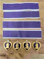 Lot of 4 Military Purple Heart Medals